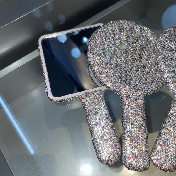 Small Diamond Makeup Portable Magnifying Mirror Light Up For Travel