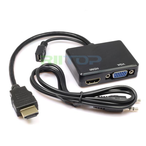 HDMI Male to VGA HDMI Female Splitter w/ Audio HD Video Cable Converter Adapter