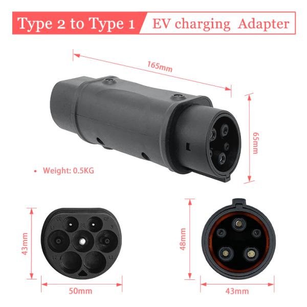 EV Charger Adapter Type2 To Type1 Max 32A IEC 62196 To SAE J1772 Car Charger Converter AC