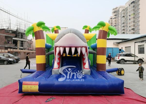 Outdoor Commercial Jungle Shark Inflatable Obstacle Course For Kids And Adults Fun