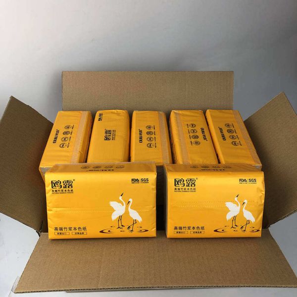 Wholesale High quality unbleached virgin bamboo pulp 3 ply facial tissue paper