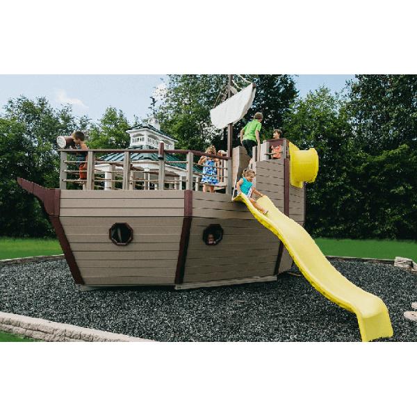 Оборудования аквапарк ROHS пиратский корабль мини деревянный со скольжением стеклоткани