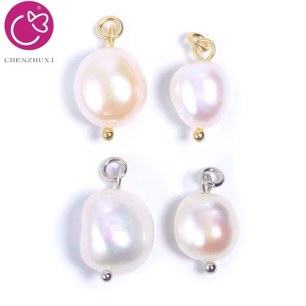 Baroque Freshwater Pearl Pendant Natural Irregular Stainless Steel DIY Accessories for Ladies' Jewelry