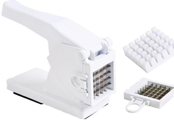 White ABS Plastic Vegetable Cutter , 2PC Blades Potato Chopper With Cupule