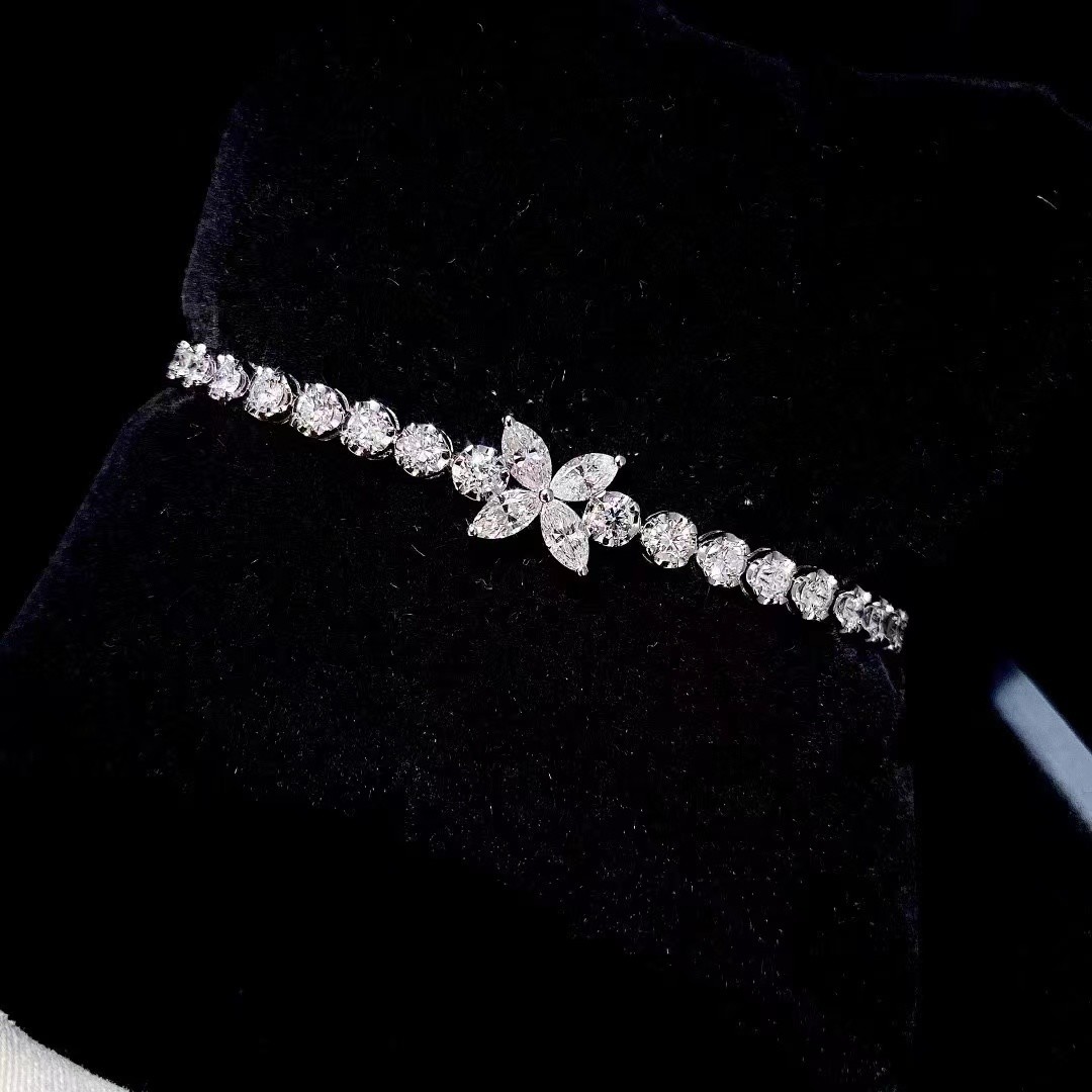 0.40ct-0.49ct D Lab Grown Diamond Royal Diamond Plated Gold Bracelet Full Diamond