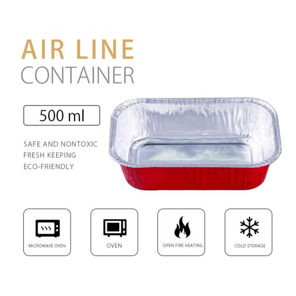 устранимые подносы упаковки еды авиакомпании лотка алюминиевой фольги коробки для завтрака самолета 500ml с крышками