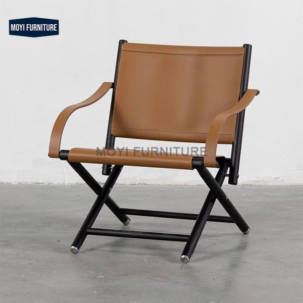 No Electric Italian Designer Light Luxury Living Room Folding Chair Portable Leather Wood Recliner Armchairs Villa Home