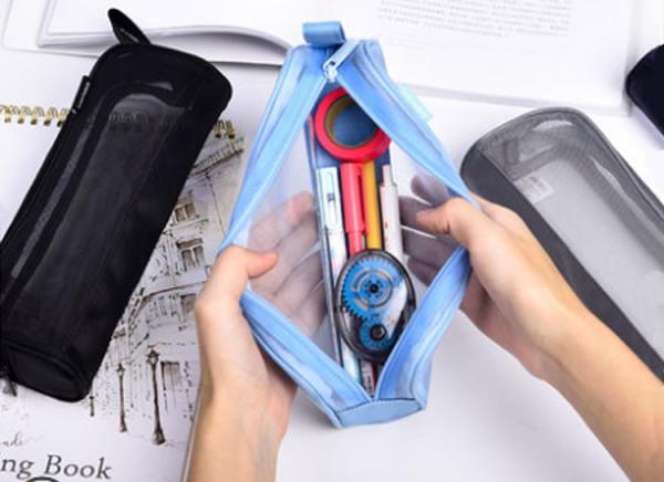 Pen bag creative personality net transparent storage bag junior high school students pen bag makeup bags