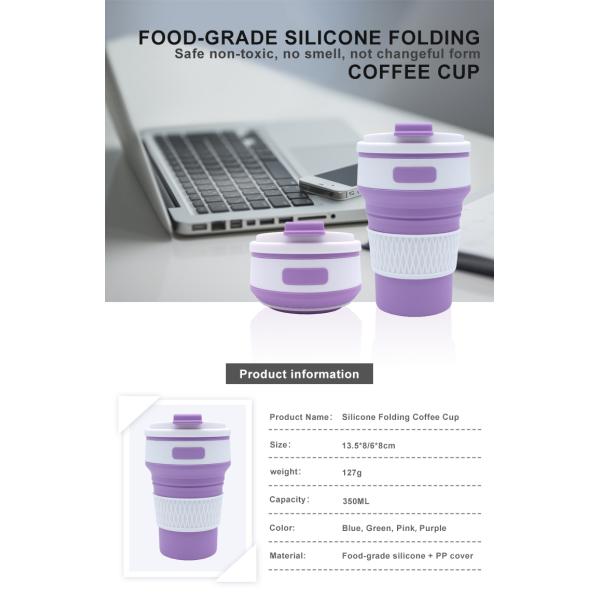 350ml BPA Free Silicone Reusable Collapsible Water Cup