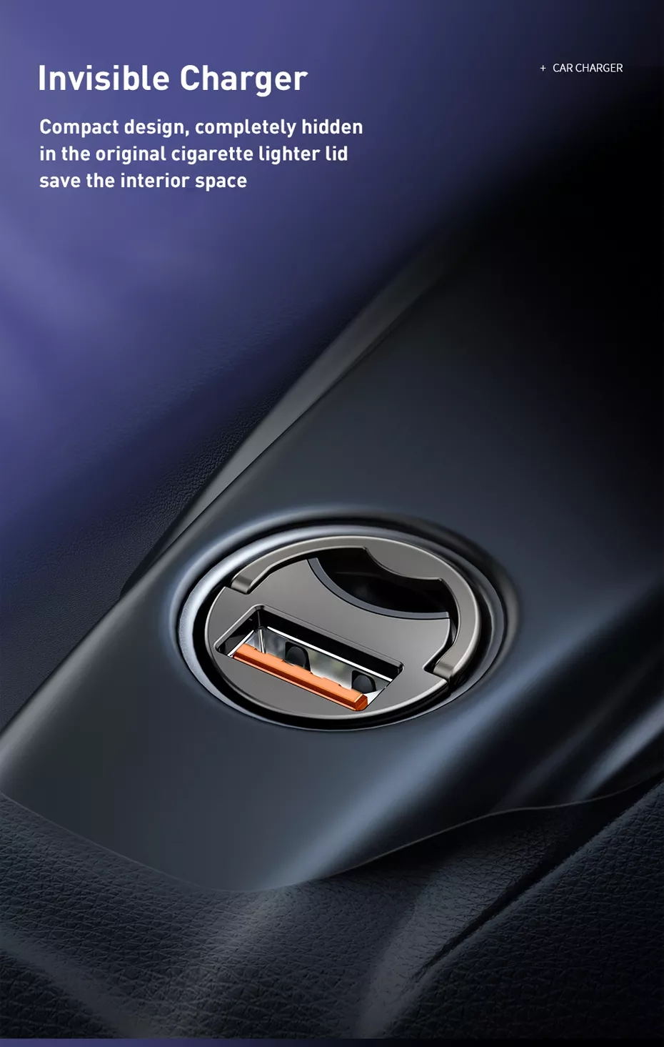 супер быстрый USB сплава металла заряжателя электрического автомобиля 30W для сотового телефона