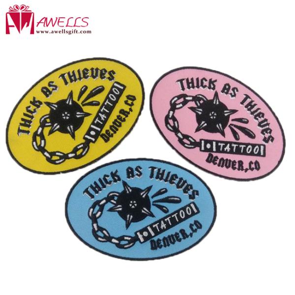 School Logo Embroidered Fabric Patches Plastic Backing Sew Iron On