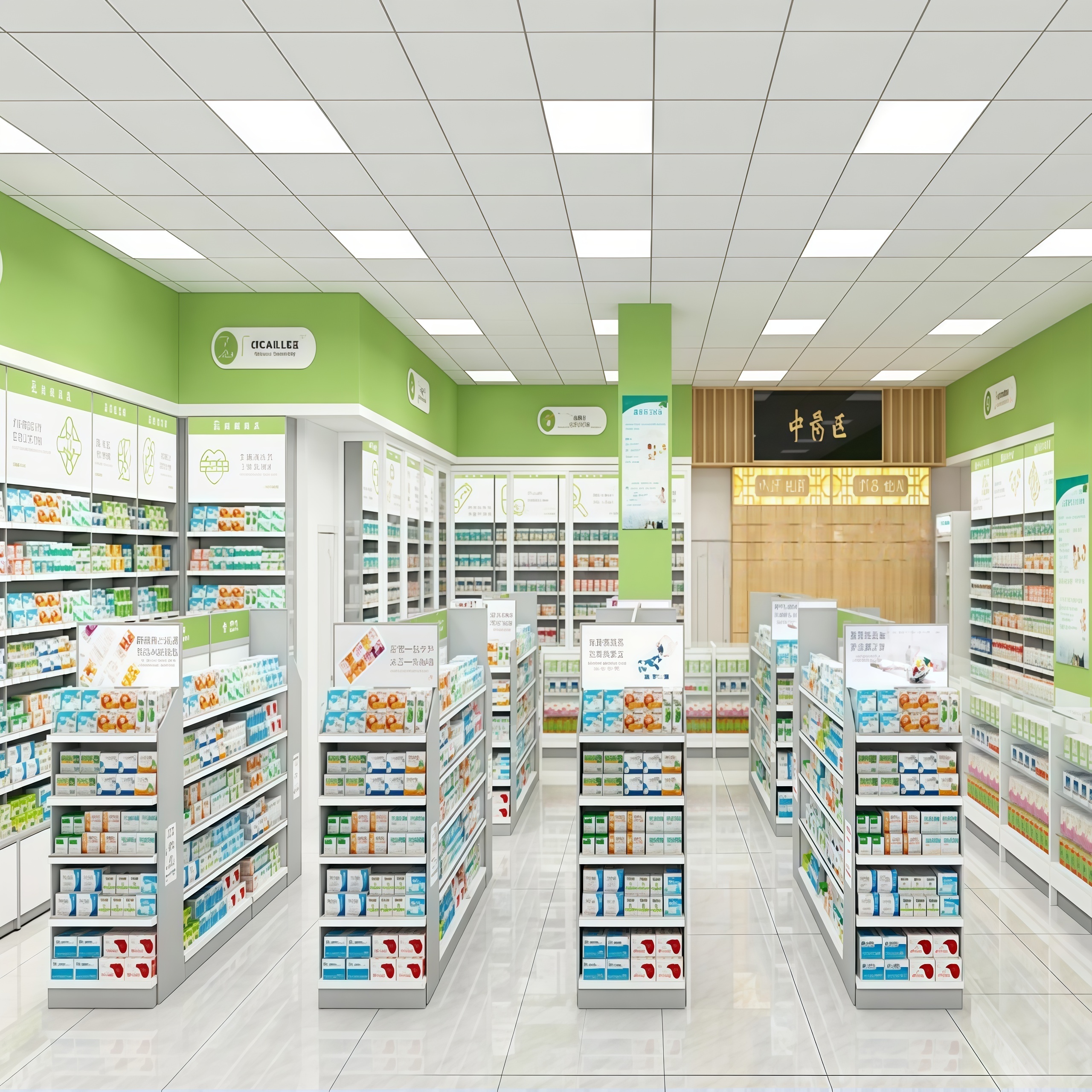 Retail Pharmacy Wall Cabinet and Medical Display Furniture Solutions for Modern Drugstore Store Layout