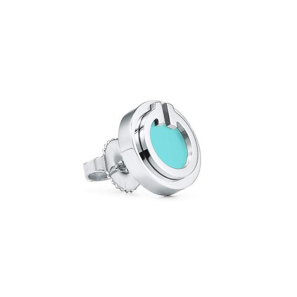 ODM Turquoise Circle Earrings , Dia 9.65mm 18k Turquoise Earrings 2.37g Weight