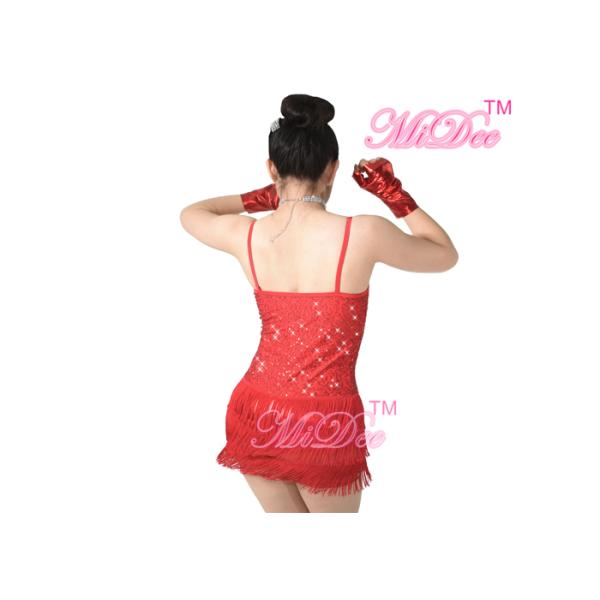 Latin Dance Costume Sequin Top Three Layers Tassels Biketard For Women
