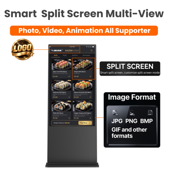 Customized Floor Standing Digital Signage with 8GB/16GB Storage and 1920x1080 Resolution for Indoor Use