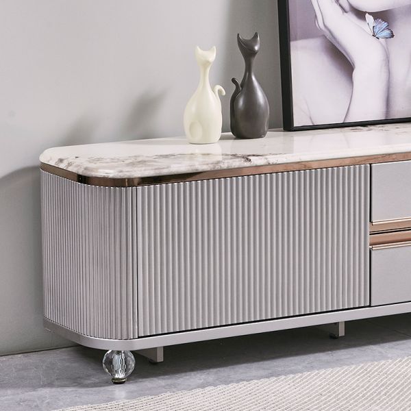 Modern Design Luxury Wooden TV Stand Home Furniture Drawer Storage Marble Slate Top Large Long Wood Living Room TV Cabinet