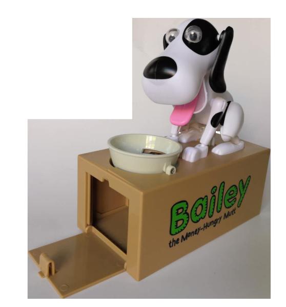 Do mealheiro a pilhas do dinheiro de Kingda brinquedo, 2 banco de moeda do cão da bateria 380g do AA