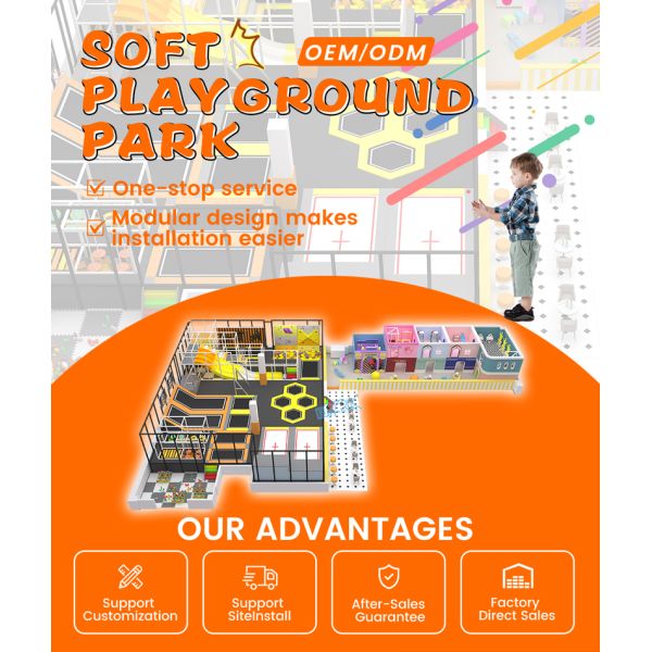 Soft Playground Park 434㎡ – Customizable Orange-Yellow Indoor Play Area