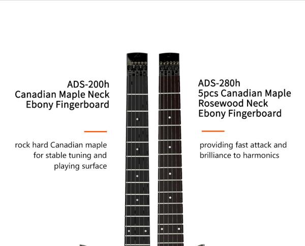 Unique Design Patented Grand Headless Foldable Travel Guitar with Double Humbuckers and Headphone Amplifier