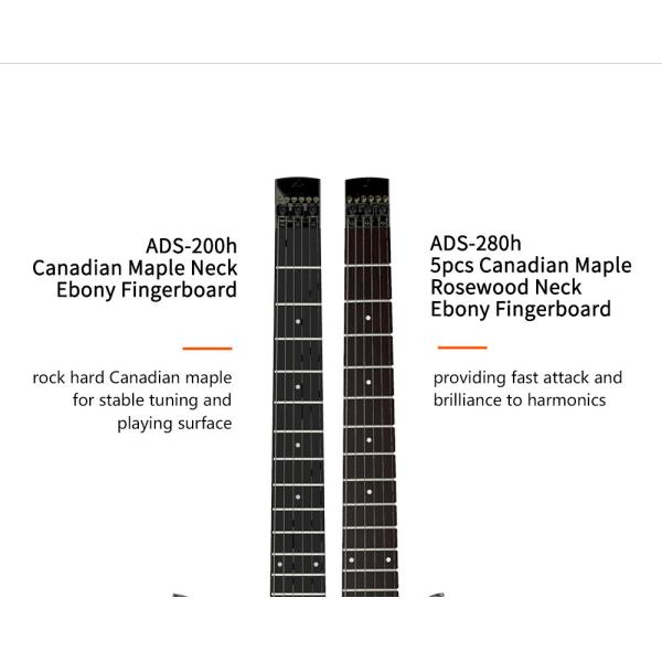 Unique Design Patented Grand Headless Foldable Travel Guitar with Double Humbuckers and Headphone Amplifier