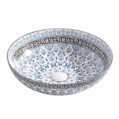Lavabo ovale moderne en porcelaine fait à la main avec drain pour salles de bain d'hôtel