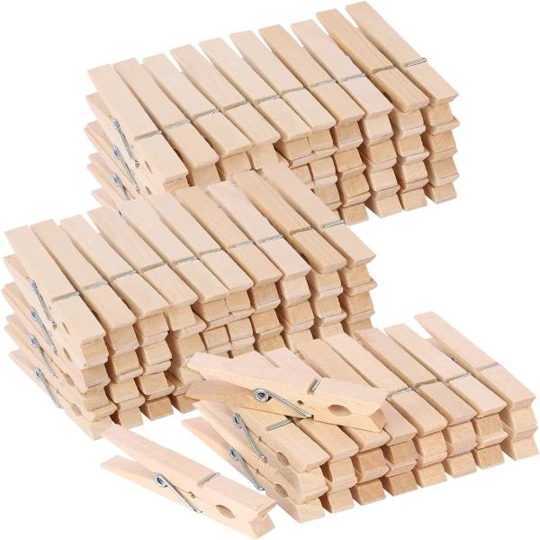 Wooden Clothespins - Heavy Duty Outdoor Clothes Clips for Hanging Clothes, Art, Crafts, Photo Displays