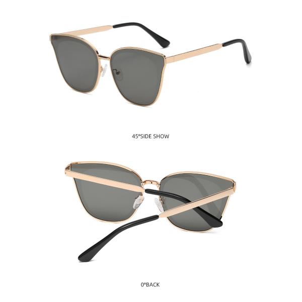 Womens Cat Eye Metal Frame Sunglasses Mirrored Tint Lenses CE