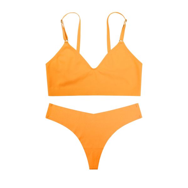 New Arrival Women Sexy Underwear Bra Set Women's V-neck Thong Underwear Seamless Wire-free Comfortable Sports Bra Set