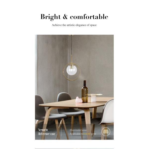 Dining Room Round Glass Pendant Light AC 220V 3000K 4000K 6000K