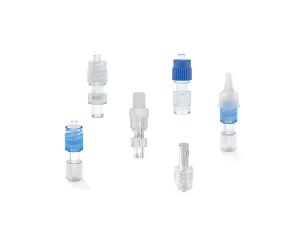 Medical Luer male/female union with wing transparent internal and external screw thread
