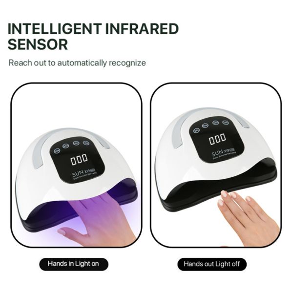 220W UV Nail Lamp with 72 UV/LED Lamp Beads and 365nm+405nm Wavelengths for Fast Curing of Gel Polish