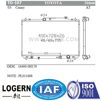 Water Cooled 2003 Toyota Camry Radiator Replacement At/PA26 OEM Available