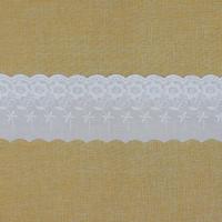 o laço branco do poliéster de 9cm bordou a tela para o vestido