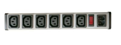 Unidade de distribuição de poder do PDU do IEC 6Way da lista do UL C-UL, tira do poder das tomadas com o interruptor construído no protetor da sobrecarga 15A