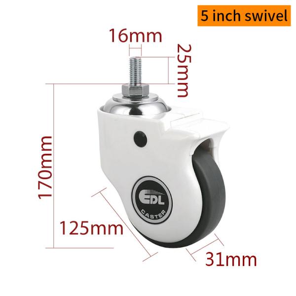 Ruedas de rodamiento médico de 5 pulgadas con banda de rodadura TPE, carga de 110 kg