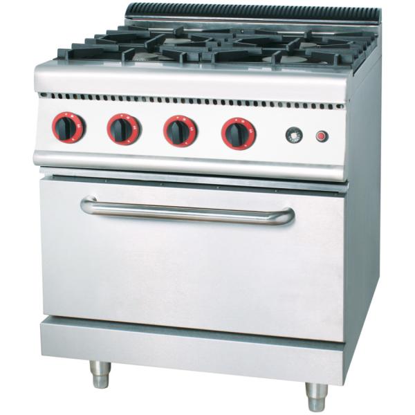 Stainless Steel Commercial 4 Burner Gas Stove For Restaurant With Gas Oven