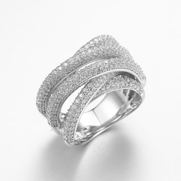 Anniversary Gift 925 Sterling Silver CZ Wraparound Rings Interlocking