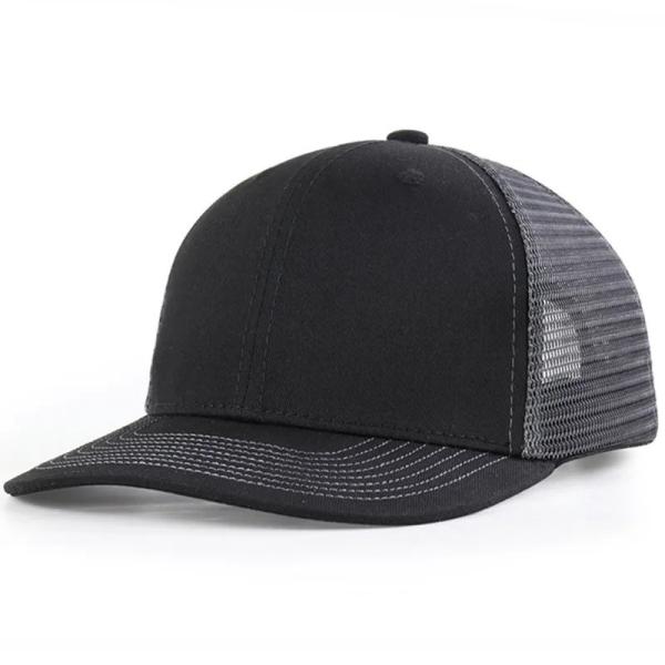 Custom Pre Curved Mesh Hat Cotton Trucker Cap with Plastic Snapback