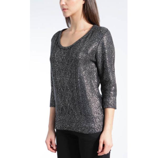 WOMEN'S 100% ACRYLIC FOIL PRINT CABLE KNITTED SWEATER