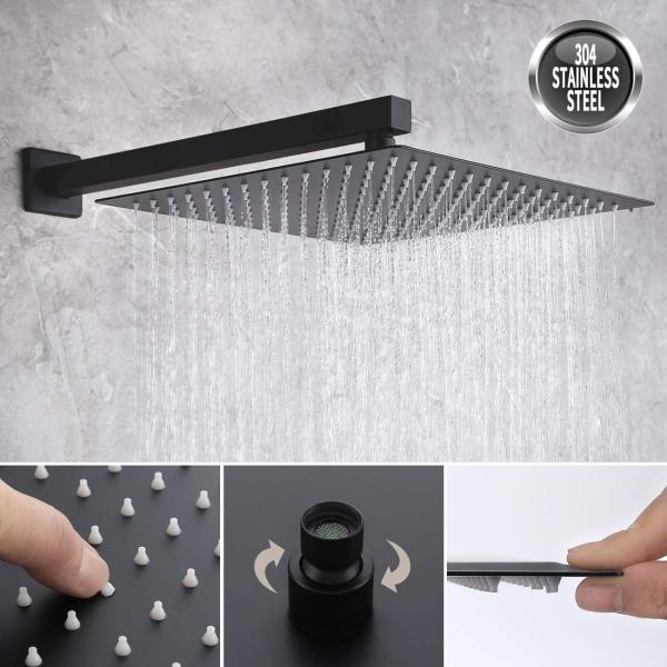 Bathroom shower cabin mixer 12 inch ceiling water saving flow 360 degrees rotating rainfall thermostatic shower head