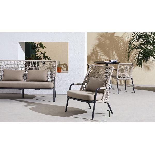 Modern Style Patio Rope Sofa Outdoor Furniture Hotel 2 Seater Aluminium Outdoor Sofa for Courtyard