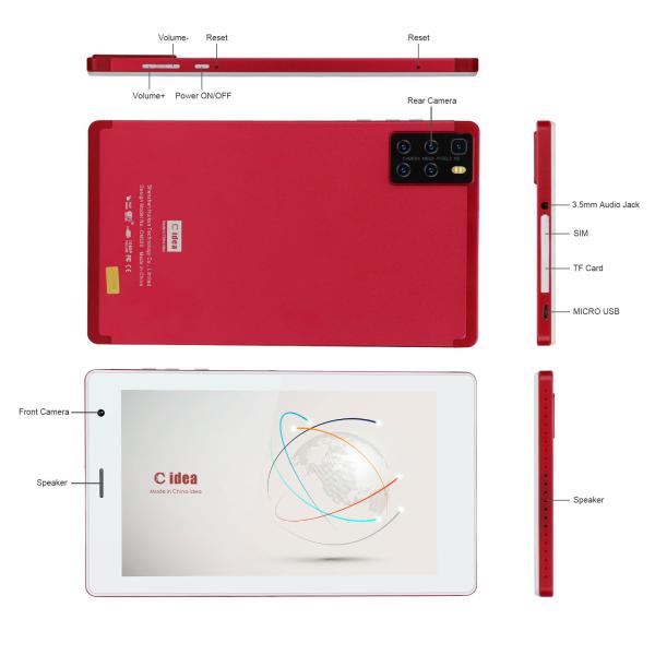 C idea Android Tablets For Learners 7 Inch With Quad Core Processor ROM 32GB Expansion Dual Camera CM520 (red)