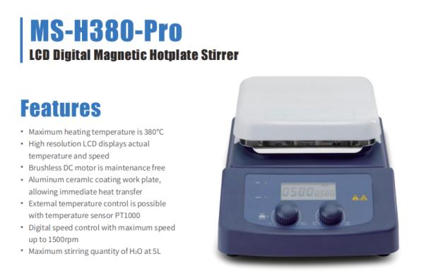 100rpm - 1500rpm Magnetic Hotplate Stirrer 380°C LCD Digital Hotplate Stirrer  For Laboratory Research