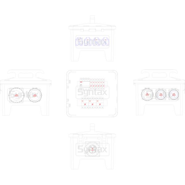 Синтаксис MP24 Event Power Distro Box 63A 3pH+N+E 400V Black Bespoke Socket Board Для Индонезии Проект