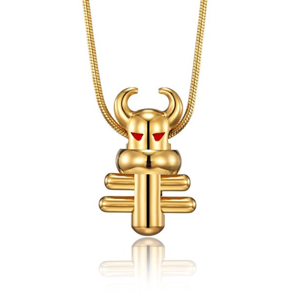 Vente à chaud Décorations florales en forme de mouton Pendentif en fonte Carré Boîte de perles Chaîne de collier pour hommes en acier inoxydable en stock bijoux