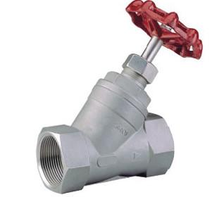 Y Type Screwed End Cast Steel Globe Valve PN16 / PN40 Pressure Lever Operation