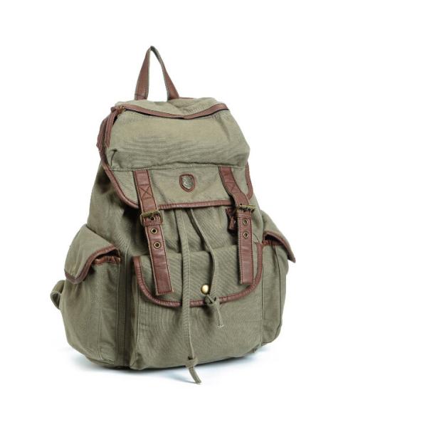Vintage Canvas Leather Backpack School Bag Satchel For Outdoor Hiking / Climbing