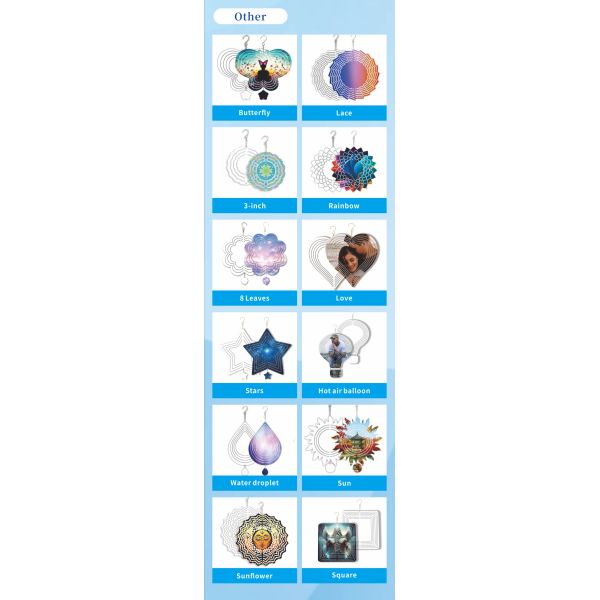 High Quality New Design Aluminum Sheet Wave Sublimation Wind Spinners Blanks Yard 3d Metal Wind Spinner Spiral for Decoration