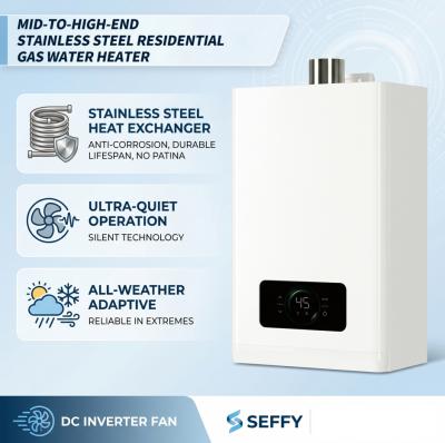 12-16L Lpg Gas Water Heater For Bathroom Forced Exhaust Type With Stainless Steel Heat Exchanger