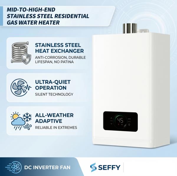 12-16L Lpg Gas Water Heater For Bathroom Forced Exhaust Type With Stainless Steel Heat Exchanger